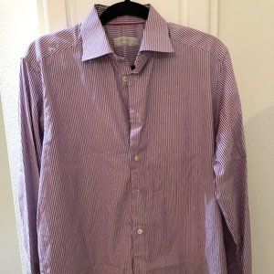 Eton Size M Dress Shirt - Purple and White Pinstripe
